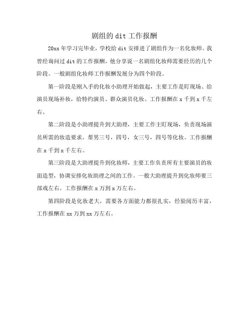 剧组的dit工作报酬