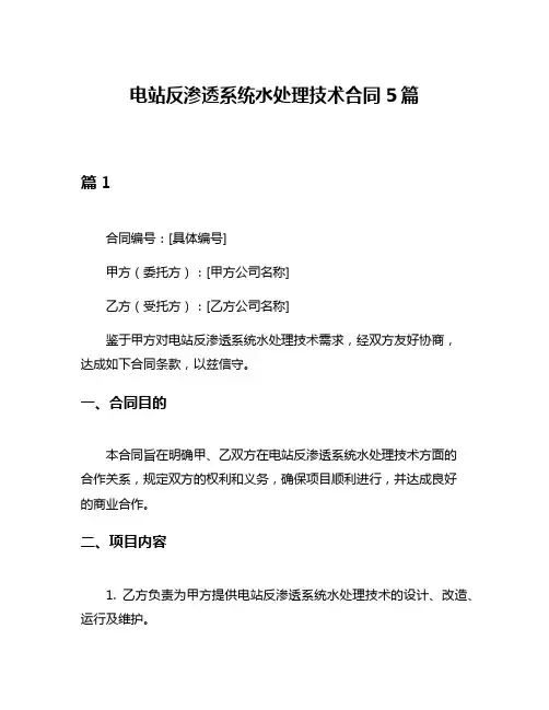 电站反渗透系统水处理技术合同5篇