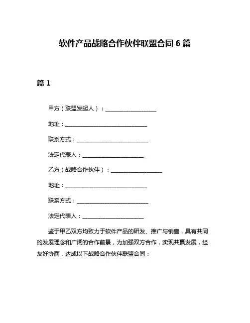 软件产品战略合作伙伴联盟合同6篇
