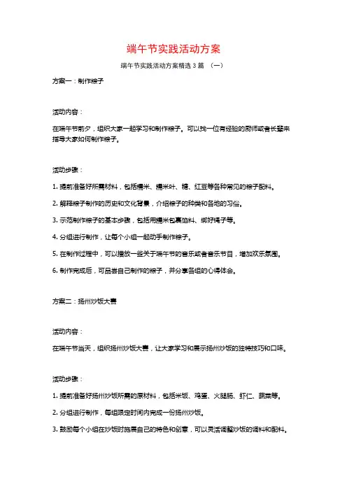 端午节实践活动方案3篇