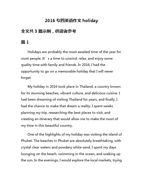 2016专四英语作文holiday