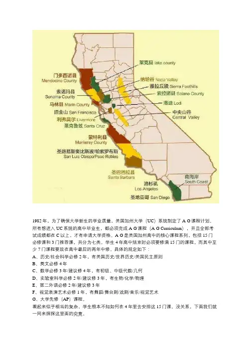 美国加州高中A—G类课程详细介绍