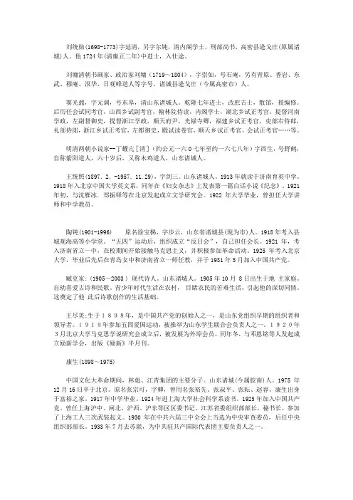 诸城名人