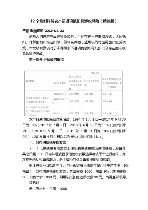 12个案例详解农产品进项抵扣及涉税风险（精校版）