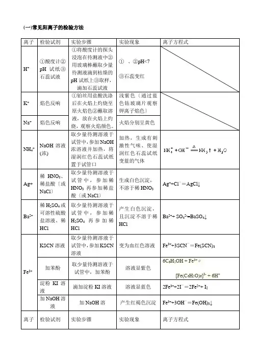 高中化学常见离子检验大全ea