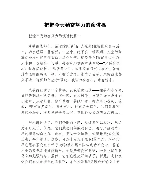 把握今天勤奋努力的演讲稿