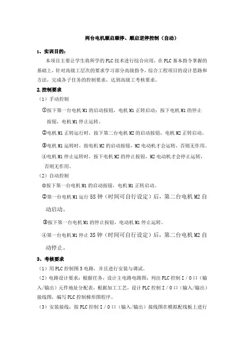 3 两台电机顺启顺停、顺启逆停PLC控制程序(自动)
