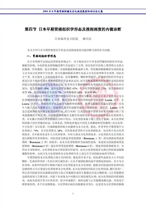日本胃早癌组织形态与浸润深度内镜诊断