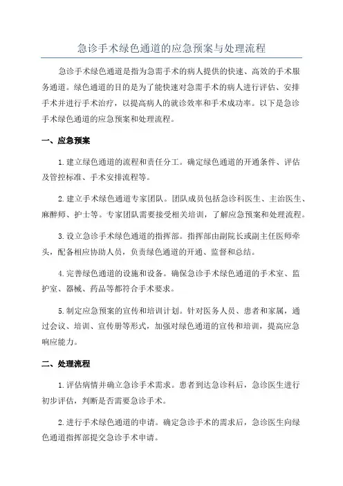 急诊手术绿色通道的应急预案与处理流程