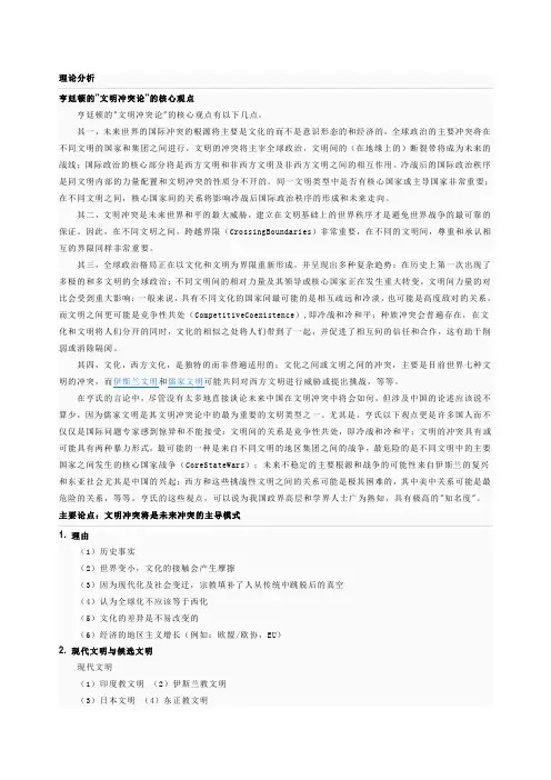 亨廷顿 文明冲突论