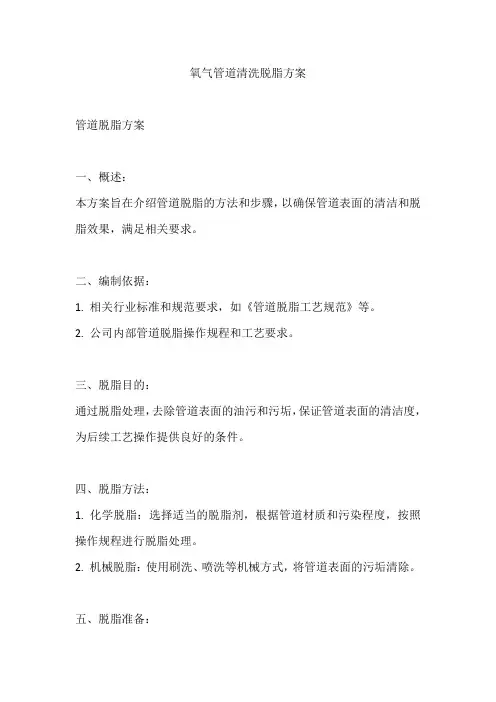 氧气管道清洗脱脂方案