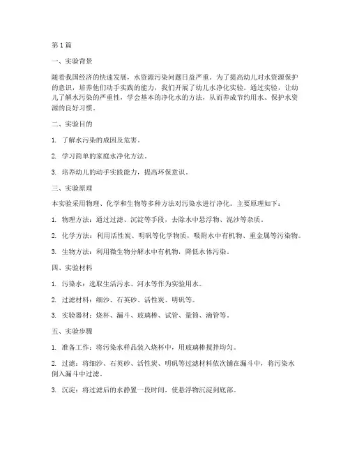 幼儿水净化实验报告(3篇)