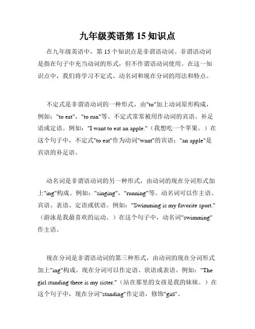 九年级英语第15知识点