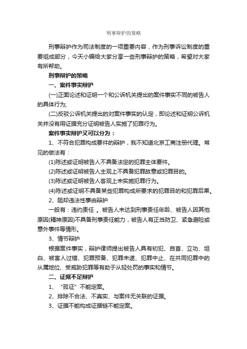 刑事辩护的策略_辩论赛_