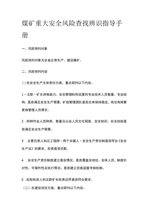 煤矿重大安全风险查找辨识指导手册