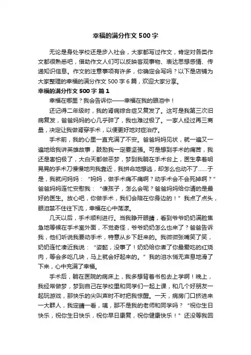 幸福的满分作文500字