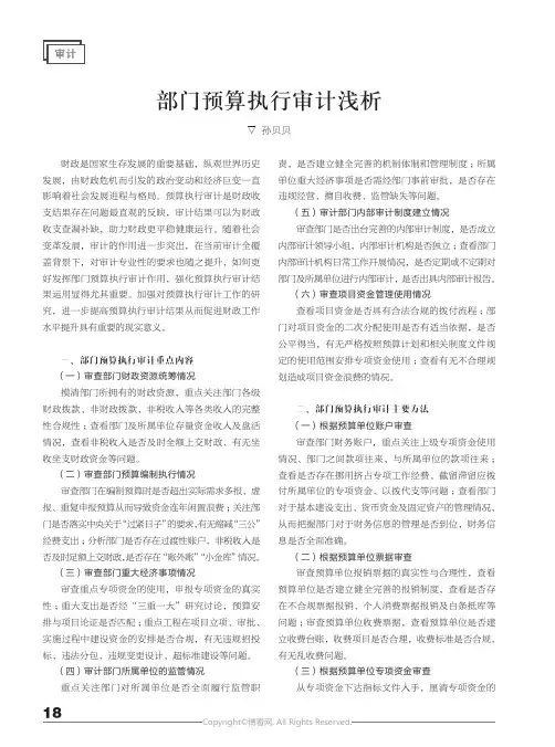 部门预算执行审计浅析