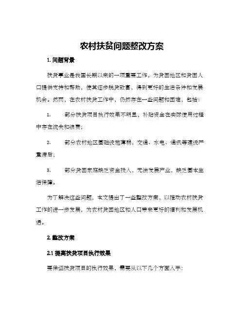 农村扶贫问题整改方案