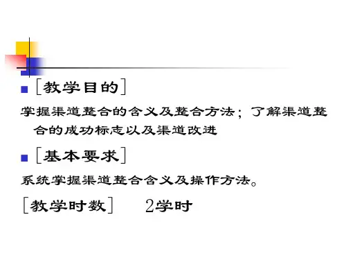 分销渠道课设PPT渠道整合