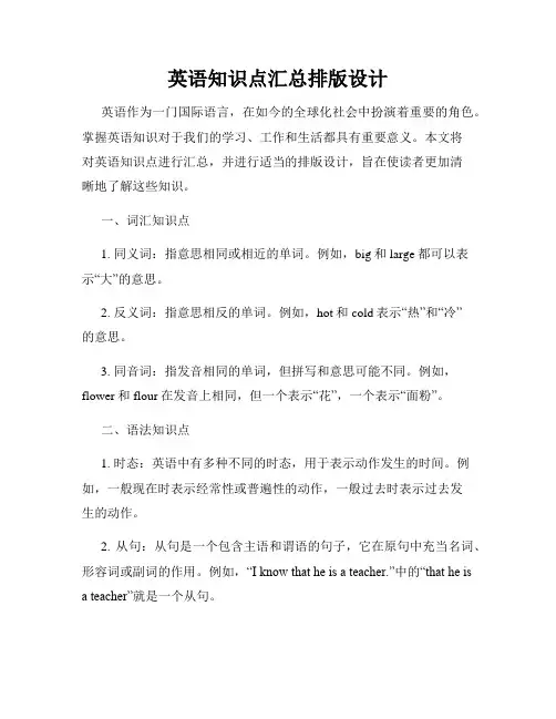 英语知识点汇总排版设计