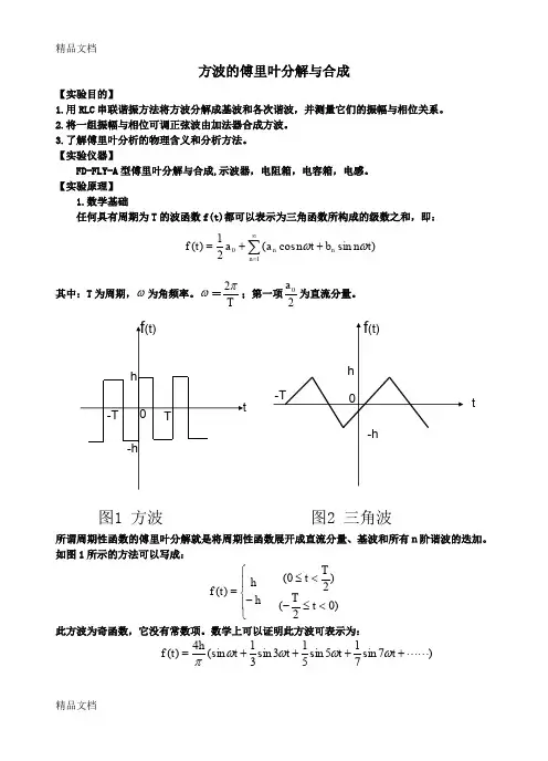 (整理)方波的傅里叶分解与合成