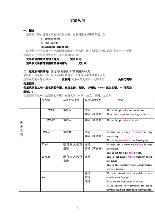 高中-定语从句的梳理和总结