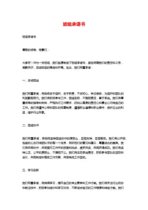 班组承诺书