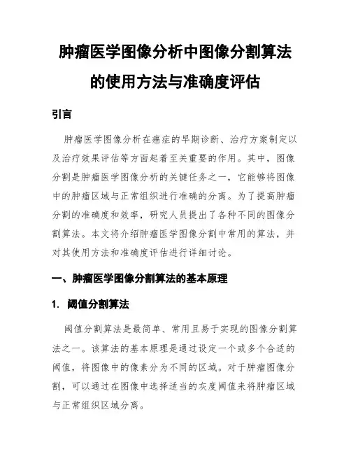 肿瘤医学图像分析中图像分割算法的使用方法与准确度评估