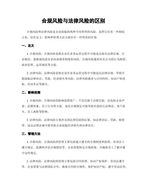 合规风险与法律风险的区别