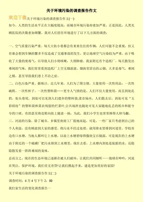关于环境污染的调查报告作文