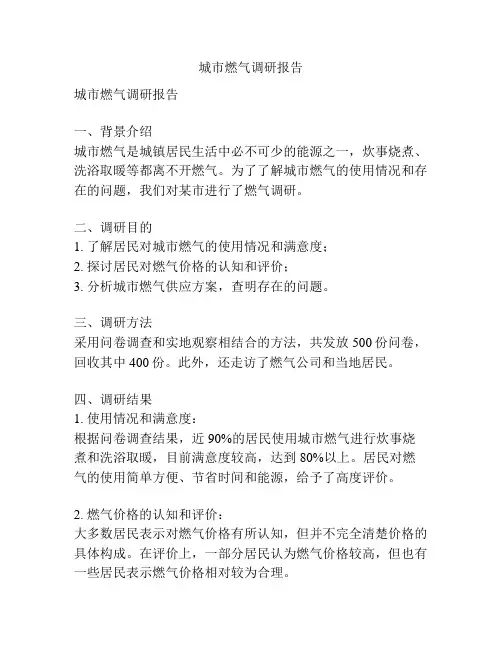 城市燃气调研报告