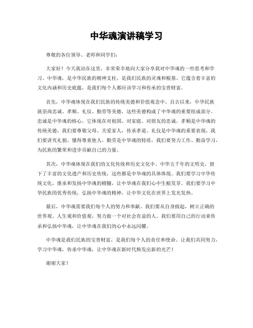中华魂演讲稿学习