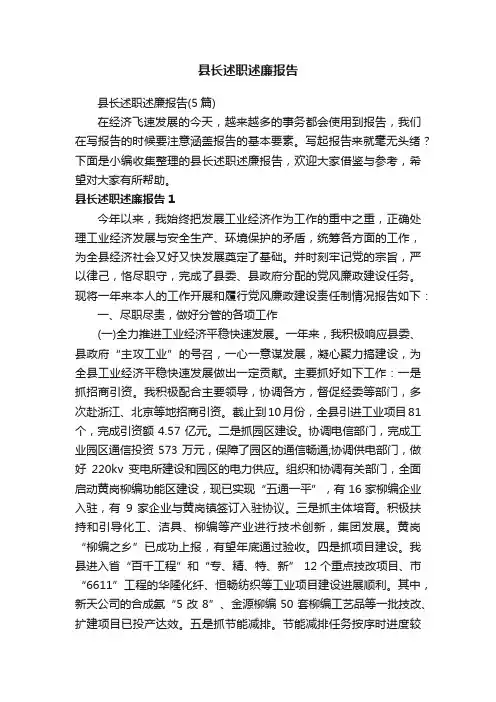 县长述职述廉报告（5篇）