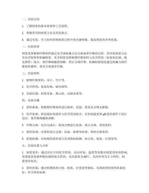 制浆实验报告