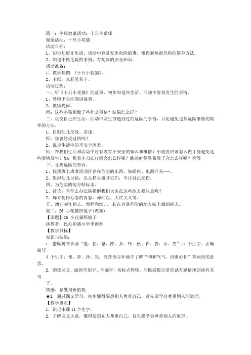 中班小花猫交朋友教案