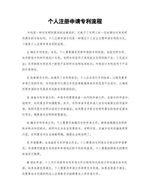 个人注册申请专利流程