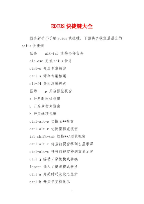 EDIUS快捷键大全_1