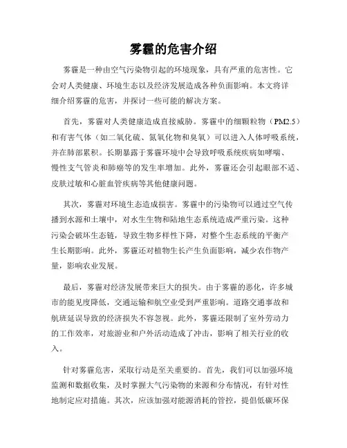 雾霾的危害介绍