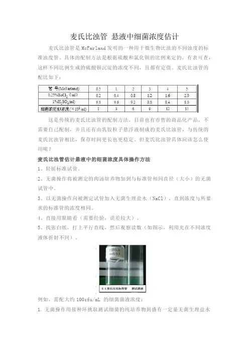 麦氏比浊管 悬液中细菌浓度估计