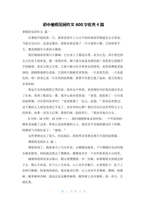 初中暑假见闻作文600字优秀4篇