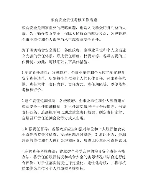 粮食安全责任考核工作措施