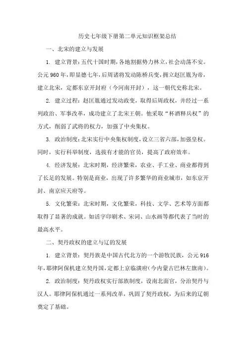 历史七下第二单元 知识框架