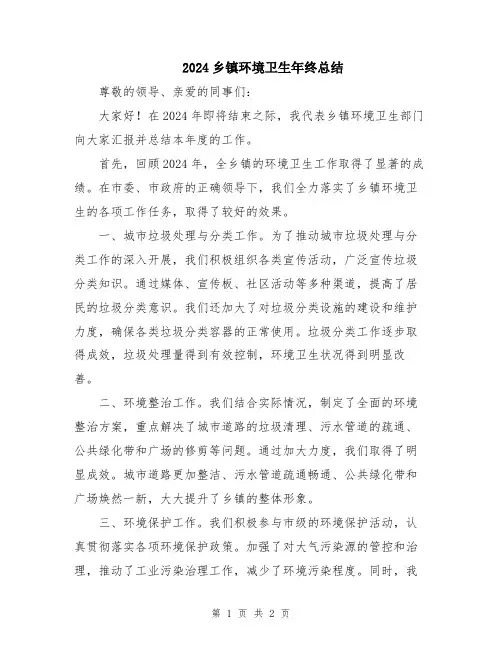 2024乡镇环境卫生年终总结