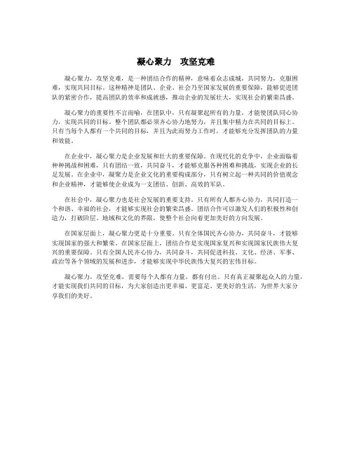 凝心聚力 攻坚克难