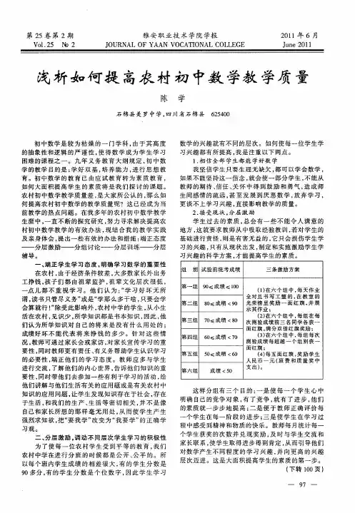 浅析如何提高农村初中数学教学质量