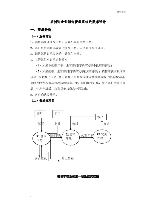 销售管理系统数据库设计