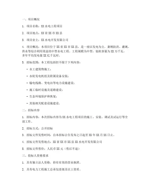 水电工程项目招标书