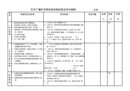 煤矿企业优秀班组考核标准及评分细则