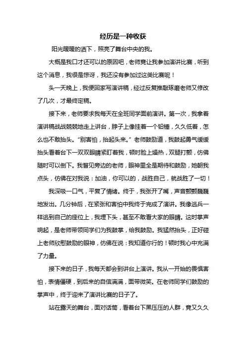 初三作文：经历是一种收获作文600字