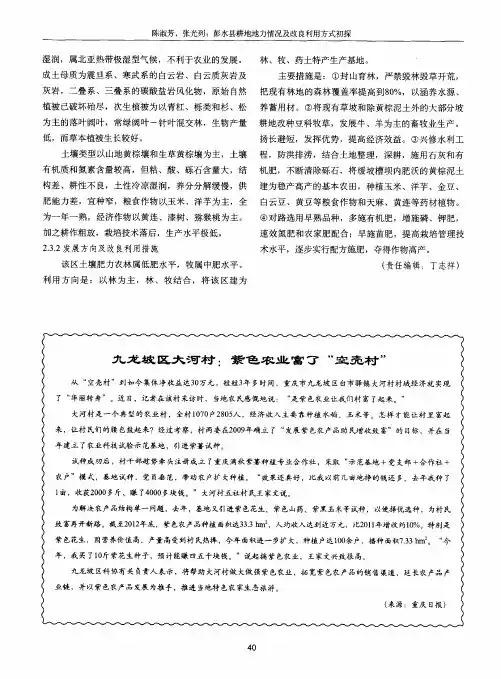 九龙坡区大河村：紫色农业富了“空壳村”